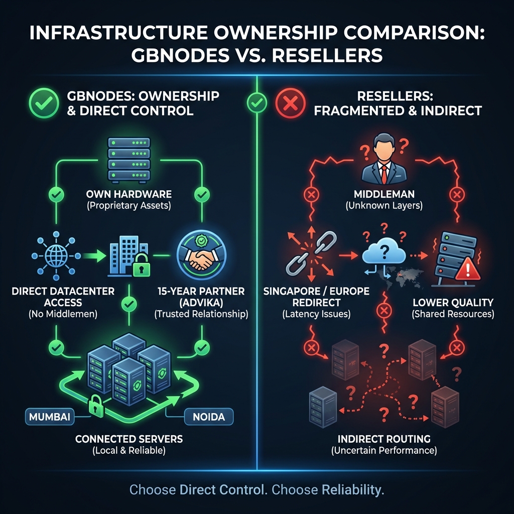 GBNODES vs Resellers Infrastructure Comparison